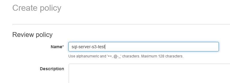 S3 to SQL Server: reviewing policy